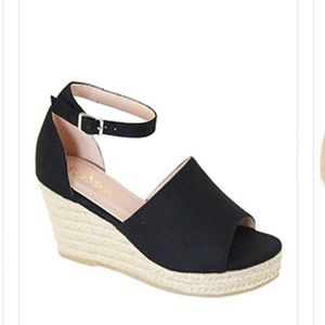 Black espadrilles wedge platforms women’s sandals
